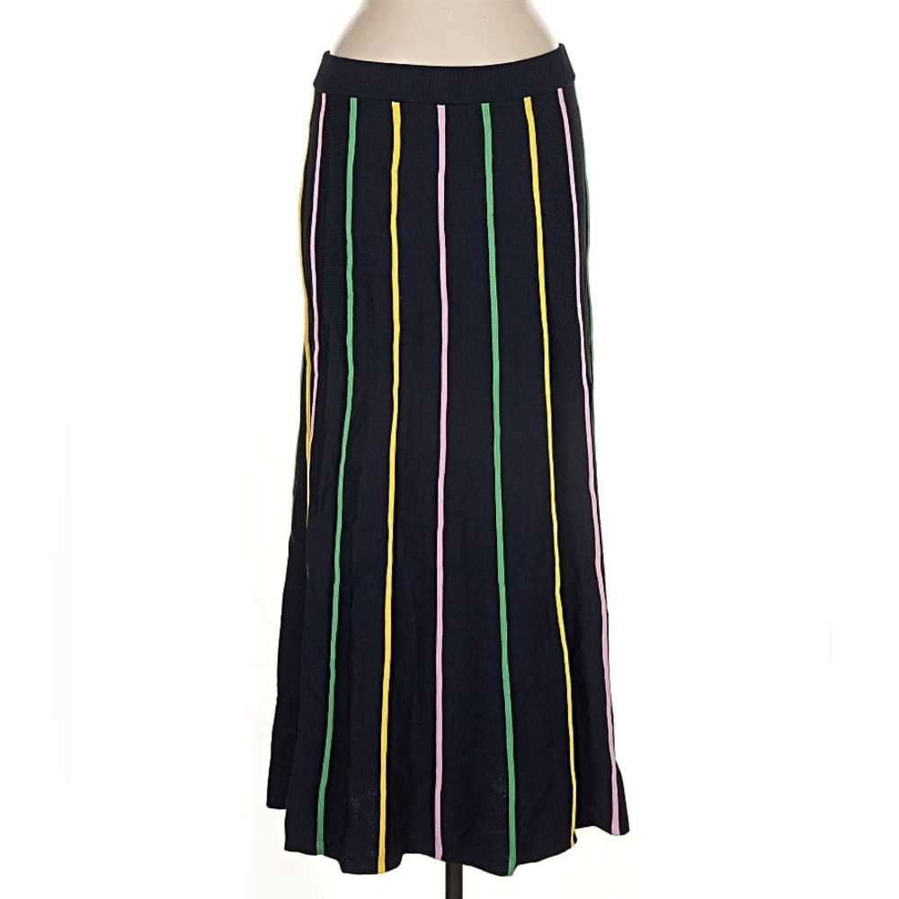Knitted Maxi Skirt with Colorful Stripes